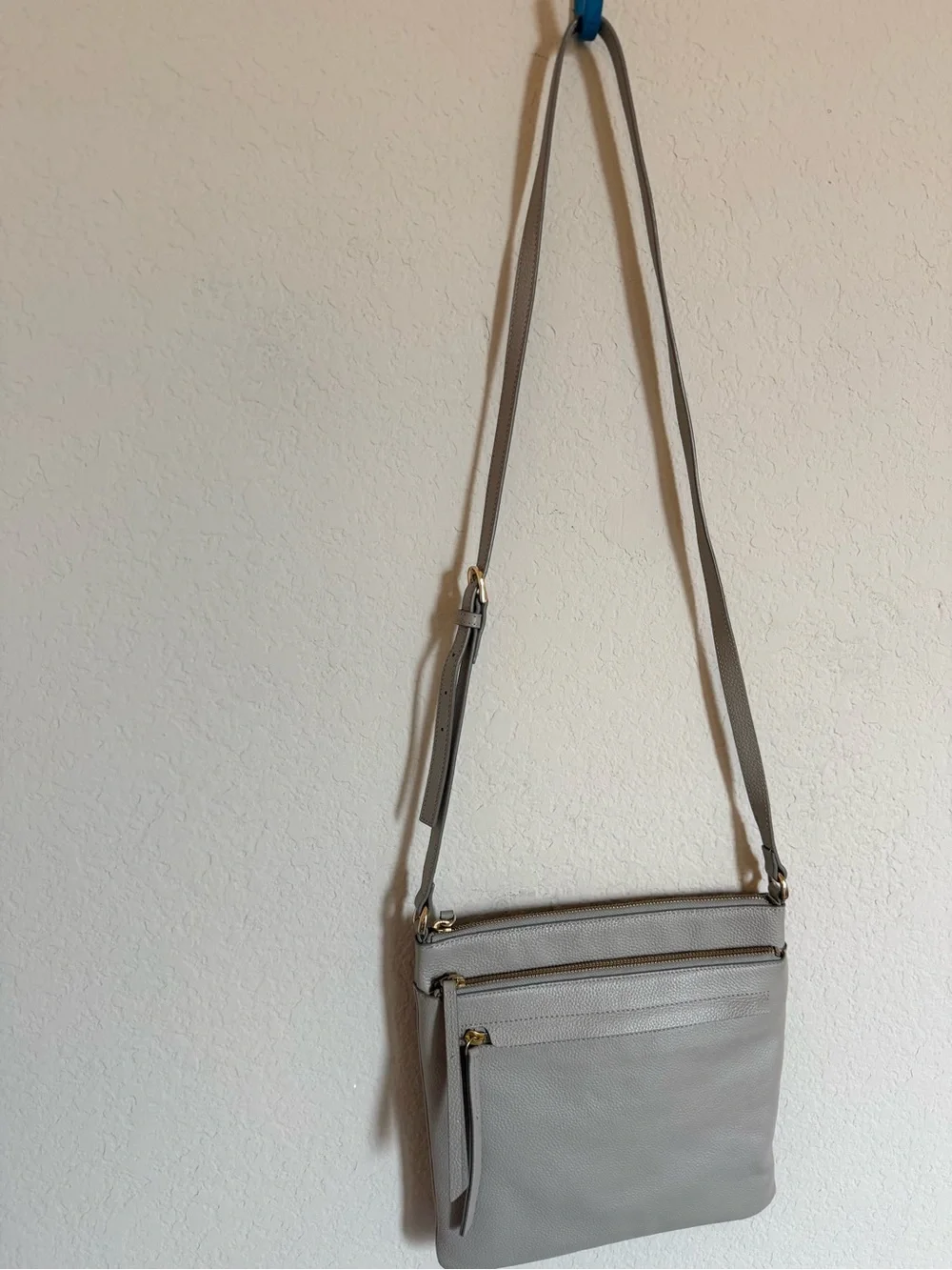 Nordstrom Leather Crossbody Bag Taupe Gold Hardware